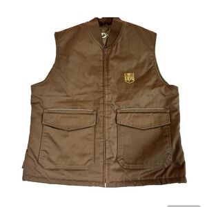 Vintage 90's UPS Uniform Vest Brown Quilted Insulated Workwear Men's Medium